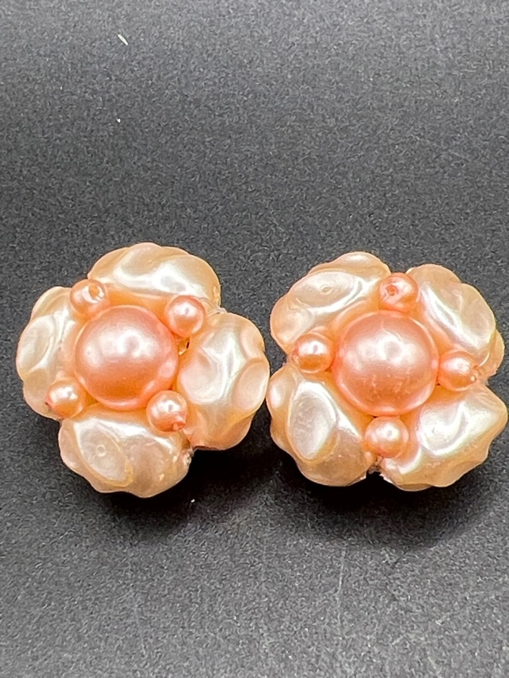 Vintage 1950’s Hong Kong Cluster Bead Earrings